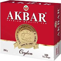 Чай	AKBAR	Ceylon с медалью 100 пак.*2 гр. с/я (12)