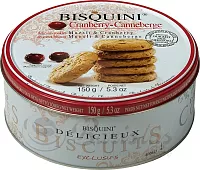 Печенье Bisquini с мюсли и клюквой в жестяной банке 150г